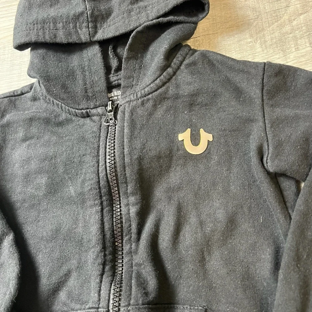 True Religion Hoodie Boys 3T Black‎ Gold Buddha World Tour Full Zip Sweatshirt